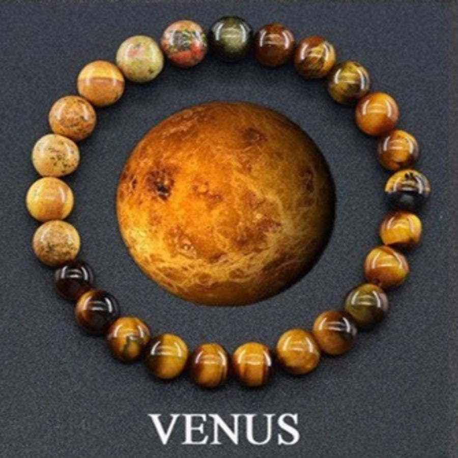 Venus Aura planet gemstone bracelet with tiger eye and earthy stones by Velastrand