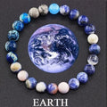 Earth Tide planet gemstone bracelet with blue jasper and white moonstone by Velastrand
